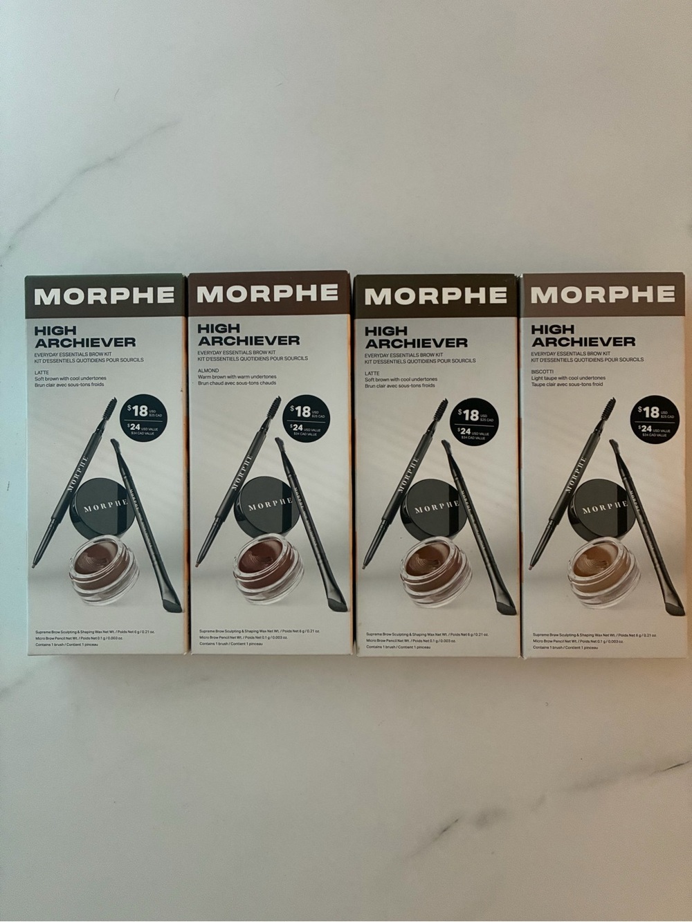 Morphe High Archiever Brow Pomade & Brush - Brown Shades x4